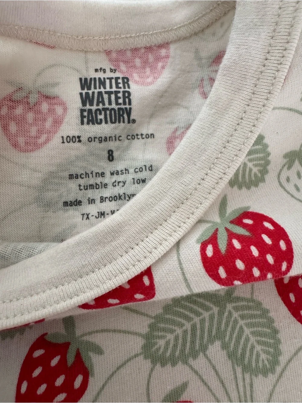 WINTER WATER FACTORY strawberries organic cotton tee sz 8